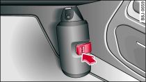 Fire extinguisher in footwell on front passenger's side