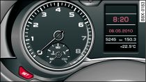Instrument cluster: Example for time and date display