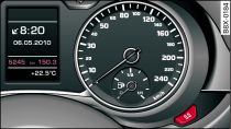 Instrument cluster: Mileage recorder and reset button