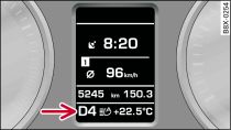 Display (with driver information system): Selector lever positions