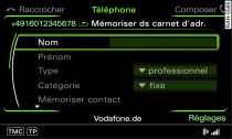 Mémorisation d'un numéro de téléphone dans le carnet d'adresses