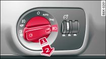 Dashboard: Lichtschakelaar met automatische rijverlichting
