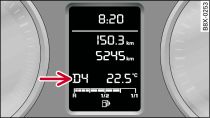 Display (zonder bestuurdersinformatiesysteem): Keuzehendelstanden