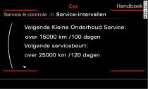 Radio- of MMI-scherm in het dashboard: Service-intervalindicatie