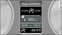 Painel de instrumentos com sistema de informações ao condutor: Stop do motor temporariamente indisponível