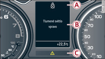 Sdružené přístroje: schéma zobrazení vozidla s jednobarevným displejem (příklad)
