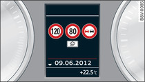 Instrument cluster: Traffic sign recognition (example)