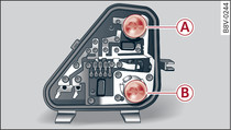Position of the bulbs on the bulb carrier (example for left rear light)