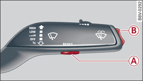 Windscreen wiper lever: Driver information system controls