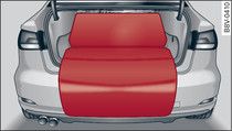 Luggage compartment: Reversible floor covering with backrest folded down (example)