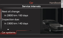 MMI* system display on dashboard: Service interval display (example)