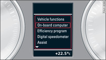Driver information system: Calling up the Vehicle functions menu