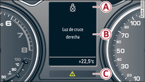 Cuadro de instrumentos: Esquema de los vehículos con pantalla monocroma (ejemplo)