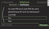 Affichage du code PIN  entrer dans le tlphone portable