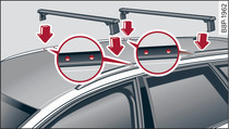 A3Sportback avec barres de toit: points de fixation de la galerie porte-bagages