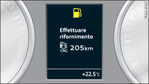 Display: avvertimento combinato per il serbatoio della benzina e del gas naturale