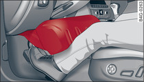 Napełnione poduszki bezpieczeństwa chronią podczas zderzenia czołowego