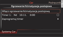 Przykład MMI: natychmiastowe włączenie/wyłączenie ogrzewania/klimatyzacji postojowej*