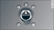 Porta do condutor: botão rotativo do retrovisor exterior (exemplo)