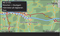 Visning av ett TMC-/TMCpro-trafikinformation på kartan