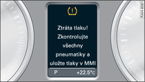 Sdružené přístroje: kontrolní světlo s pokynem pro řidiče