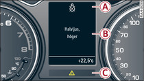 Kombiinstrument: Indikeringsschema p bilar med enfrgad display (exempel)