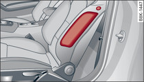 Montážní poloha bočního airbagu v sedadle řidiče