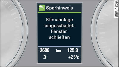 Kombiinstrument: Sparhinweis