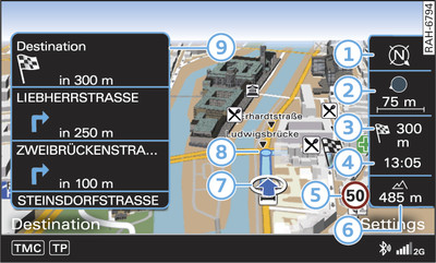 How to use the map of the Audi A4