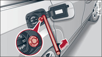 Parte trasera derecha del vehículo: Desenroscar el tapón del AdBlue