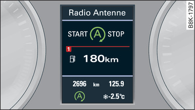 Instrumentenpaneel: Motor afgezet (stopfase)