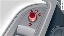 Porta do condutor: botão rotativo dos espelhos retrovisores exteriores