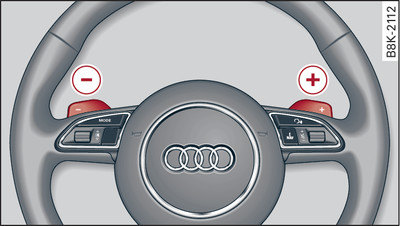 Volante: engatar as velocidades manualmente com os interruptores basculantes*