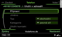 Uložení telefonního čísla do adresáře