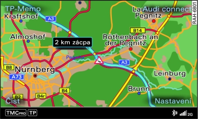 Zobrazení dopravní informace TMC/TMCpro na mapě