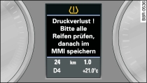 Display: Kontrollleuchte mit Fahrerhinweis