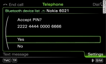 PIN display for entry on mobile phone