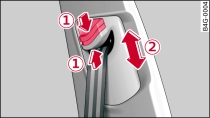 Belt height adjustment for the front seats: guide fitting