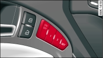 Driver's door: Recall buttons for memory function
