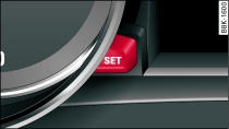 Detail of the instrument cluster: SET button