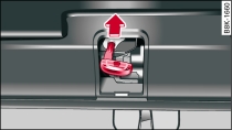 Detail of inside of boot lid: Access to manual release