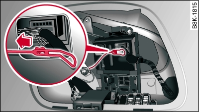 Luggage compartment: Releasing tank flap manually