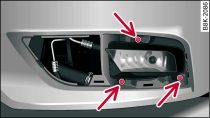 Screws securing front fog light