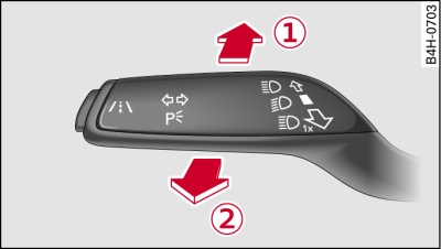 Palanca de los intermitentes y de la luz de carretera: Activar y desactivar el sistema de asistencia para la luz de carretera