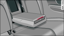 Reposabrazos central del asiento trasero: Botiquín de primeros auxilios (con dispositivo de carga para objetos alargados)