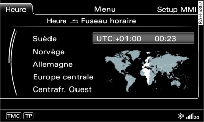 Réglage du fuseau horaire