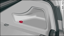 Revêtement latéral du coffre à bagages : prise de courant