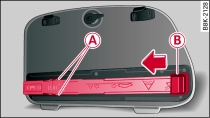 Revêtement latéral gauche du coffre à bagages : triangle de présignalisation