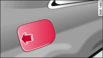 Lato posteriore destro della vettura: come aprire lo sportellino del serbatoio del carburante