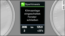 Display: avvertenza sul risparmio di carburante